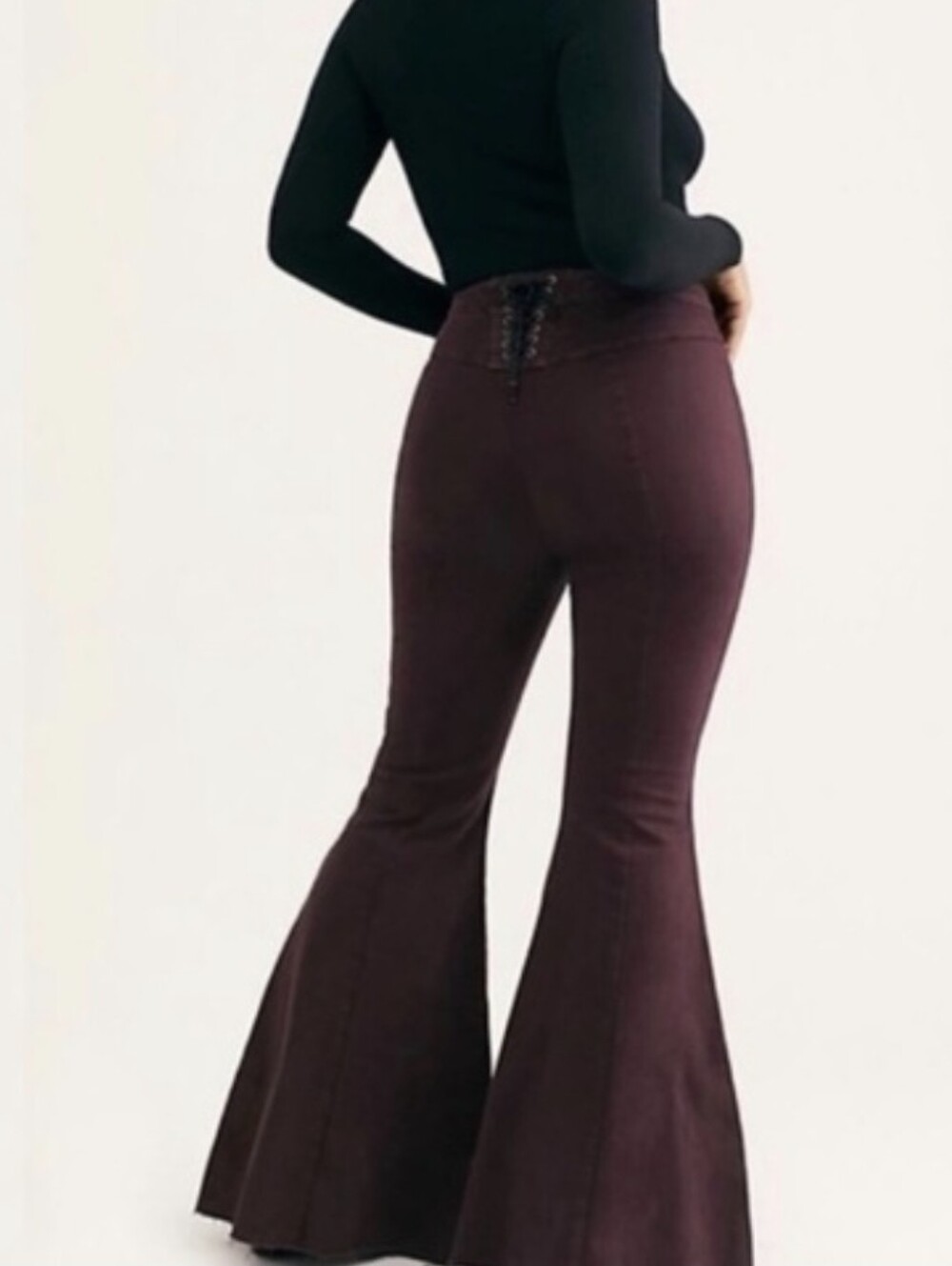 Free People CRVY Purple Extreme Flare Jeans Pants Size 25 Corset High Rise Raw
